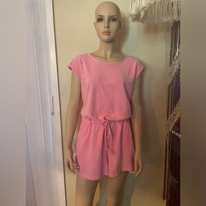 Terry cloth pink short romper size large